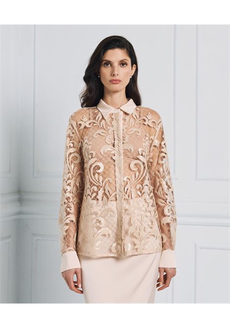 Camicia a rete con ricami ACCESS fashion | 53-7072-268POWD